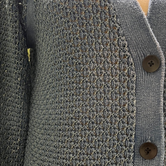 RAG & BONE Kyra V-Neck Button-Front Metallic Knit Cardigan in Blue - Picture 5 of 12
